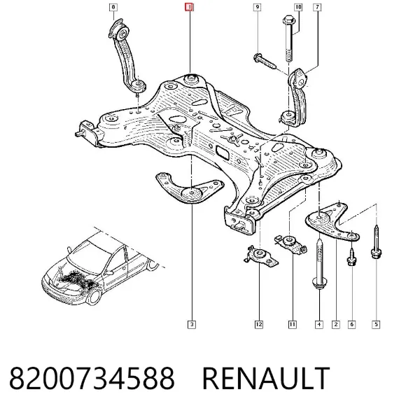 Korpus osi przedniej 8200734588 Renault (RVI)