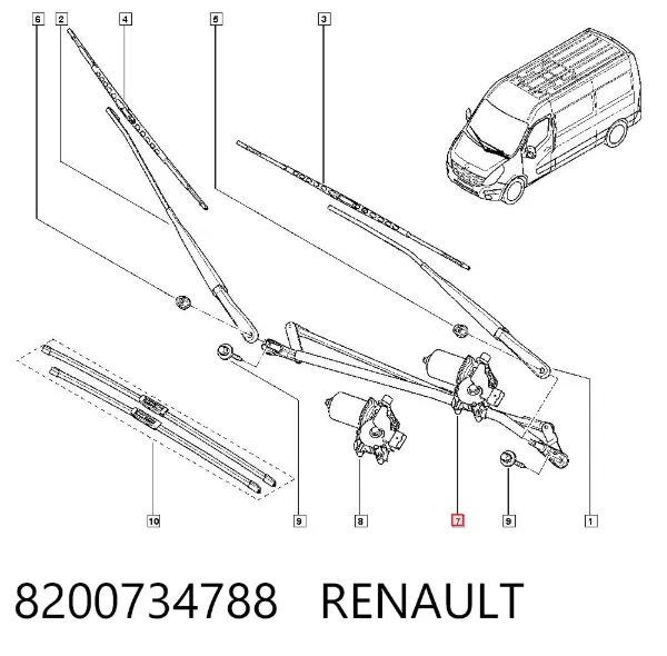 Mechanizm wycieraczek 8200734788 Renault (RVI)