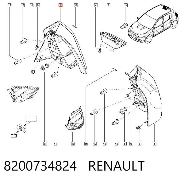 Lampa zespolona tylna prawa 8200734824 Renault (RVI)