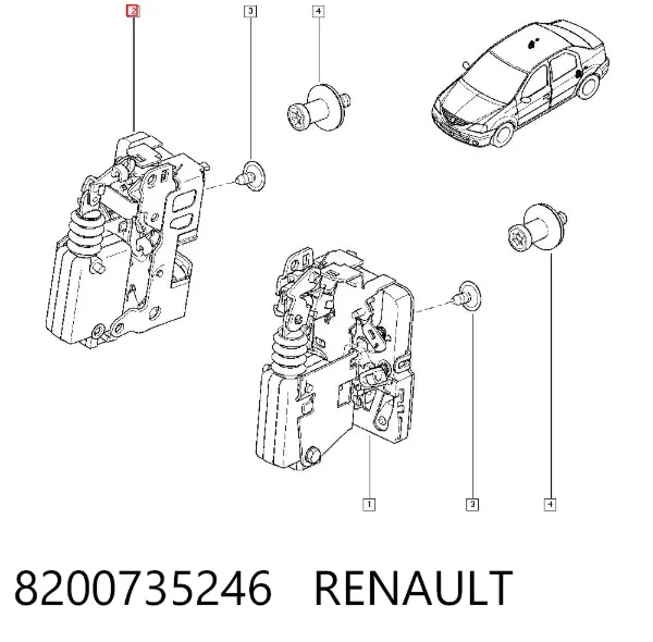 Zamek drzwi tylnych prawych 8200735246 Renault (RVI)