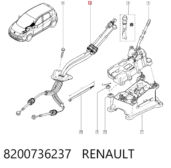 Linka dźwigni zmiany biegów podwójna 8200736237 Renault (RVI)