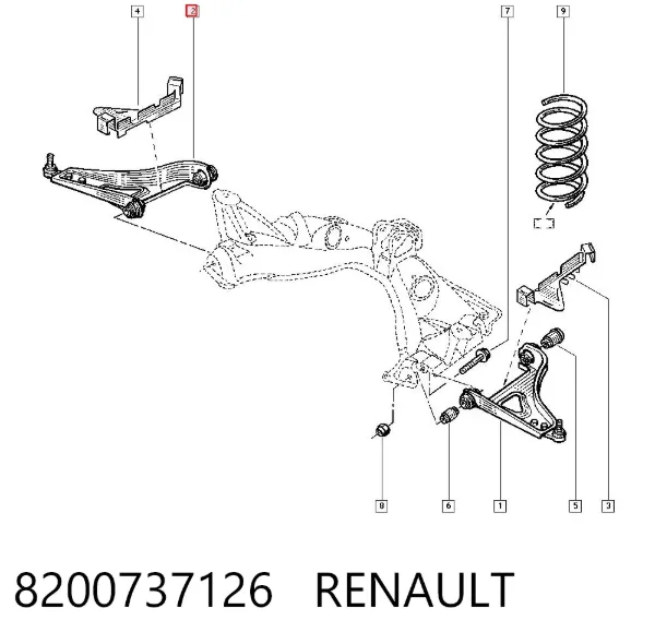 Wahacz zawieszenia przedniego dolny prawy 8200737126 Renault (RVI)