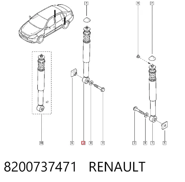 Amortyzator tylny 8200737471 Renault (RVI)