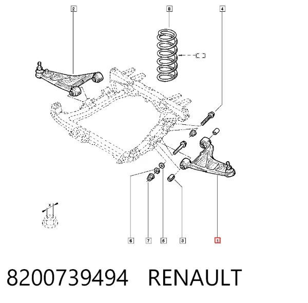 Wahacz zawieszenia przedniego dolny lewy 8200739494 Renault (RVI)