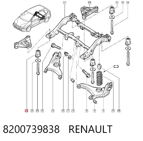 Silentblock tylnej belki 8200739838 Renault (RVI)