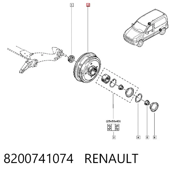 Bęben hamulcowy tylny 8200741074 Renault (RVI)