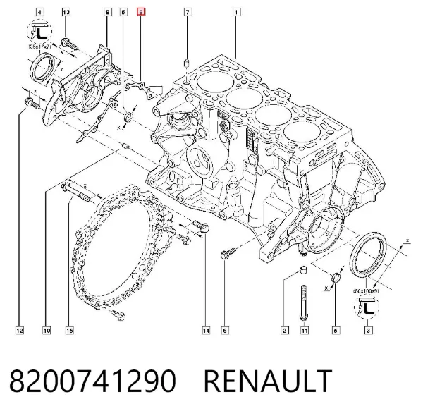 Uszczelka pompy wodnej 8200741290 Renault (RVI)