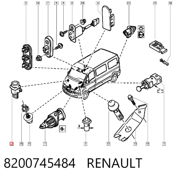 Przewód (kabel) sprzęgła mostu tylnego 8200745484 Renault (RVI)