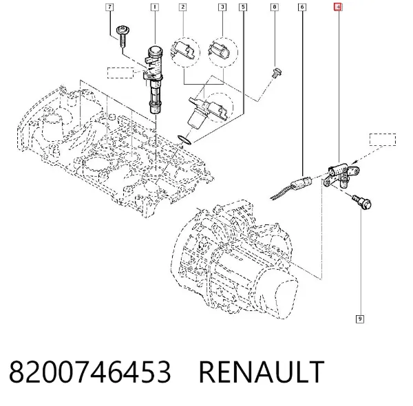 Czujnik położenia wału korbowego 8200746453 Renault (RVI)