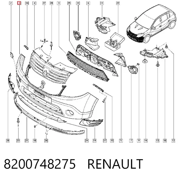 Zderzak przedni 8200748275 Renault (RVI)