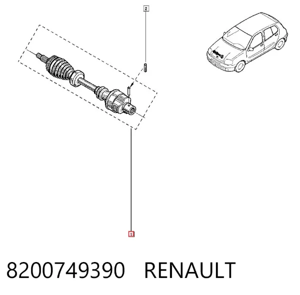 Półoś napędowa przednia prawa 8200749390 Renault (RVI)