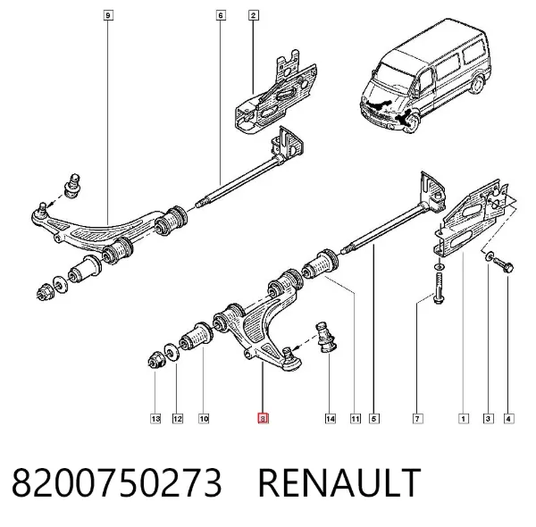 Wahacz zawieszenia przedniego dolny lewy 8200750273 Renault (RVI)