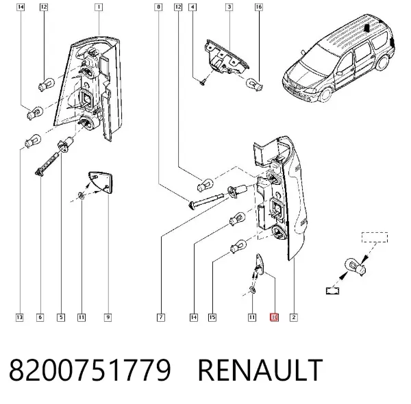 Lampa odblaskowa zderzaka tylnego lewa 8200751779 Renault (RVI)