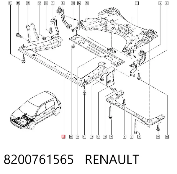 Belka przednia zawieszenia przedniego 8200761565 Renault (RVI)
