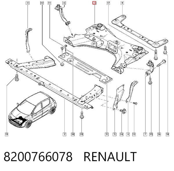 Belka przednia zawieszenia przedniego 8200766078 Renault (RVI)