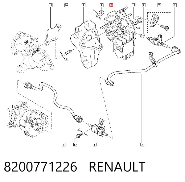 Wspornik mocowania wtryskiwacza 8200771226 Renault (RVI)
