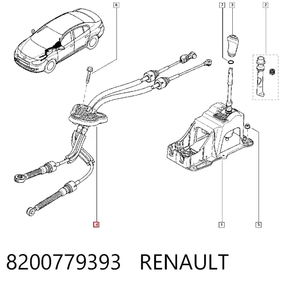 Linka dźwigni zmiany biegów podwójna 8200779393 Renault (RVI)