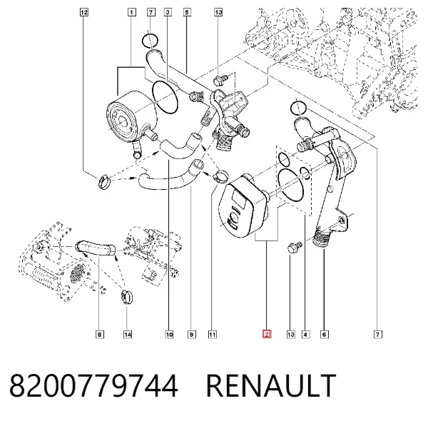 Chłodnica oleju, pod filtrem 8200779744 Renault (RVI)