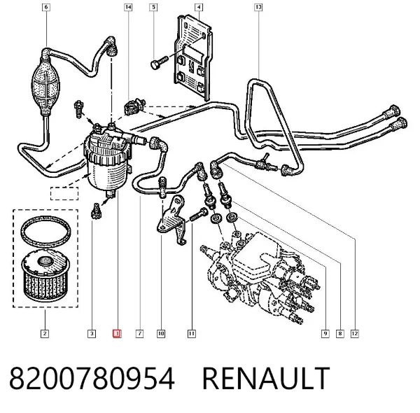 Obudowa filtra paliwa 8200780954 Renault (RVI)
