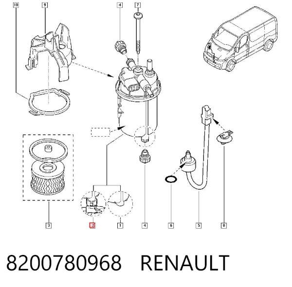 Obudowa filtra paliwa 8200780968 Renault (RVI)