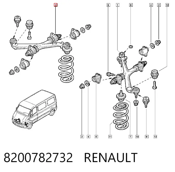 Wahacz zawieszenia przedniego prawy górny 8200782732 Renault (RVI)