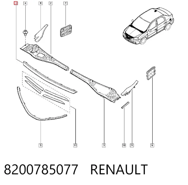 Listwa ochronna maski Renault LOGAN I