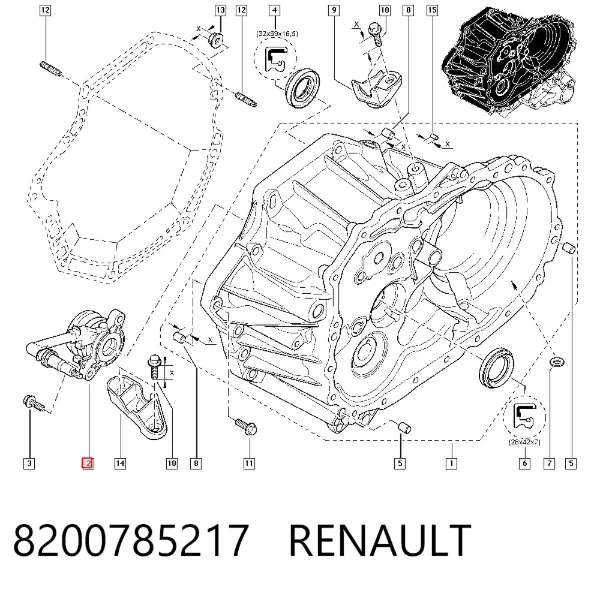 Cylinder roboczy sprzęgła (wysprzęglik) w komplecie z łożyskiem wyciskowym 8200785217 Renault (RVI)