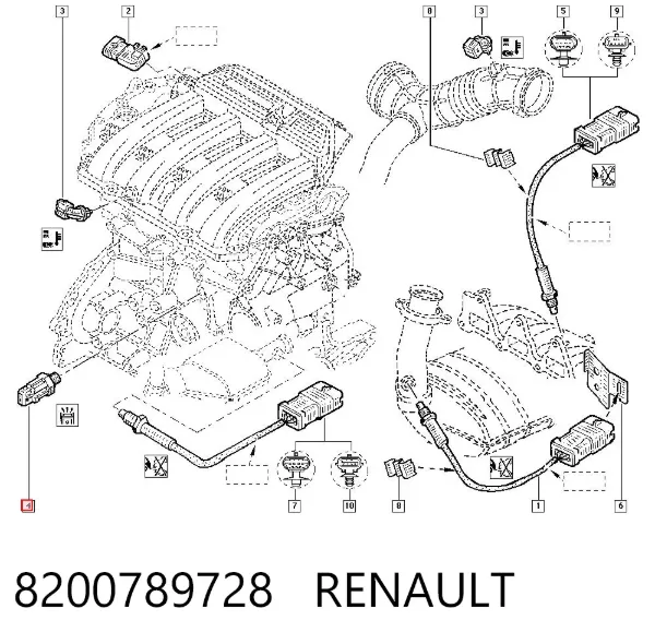 Czujnik stukowy (czujnik spalania stukowego) 8200789728 Renault (RVI)