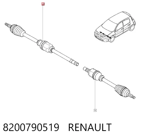 Półoś napędowa przednia prawa 8200790519 Renault (RVI)