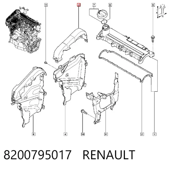 Osłona paska rozrządu górna 8200795017 Renault (RVI)