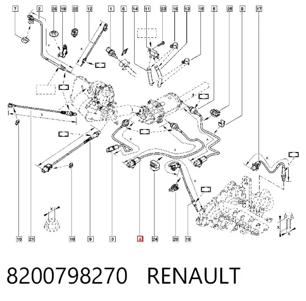 Czujnik temperatury spalin, przed katalizatorem 8200798270 Renault (RVI)