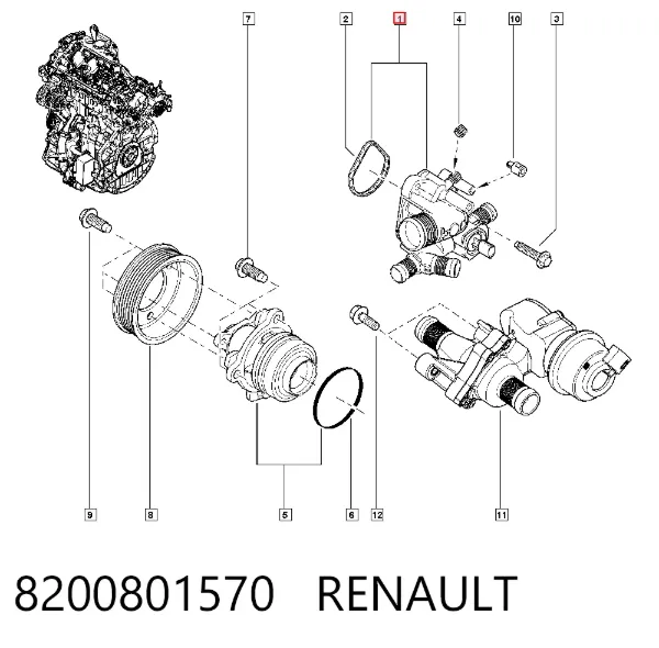 Obudowa termostatu 8200801570 Renault (RVI)