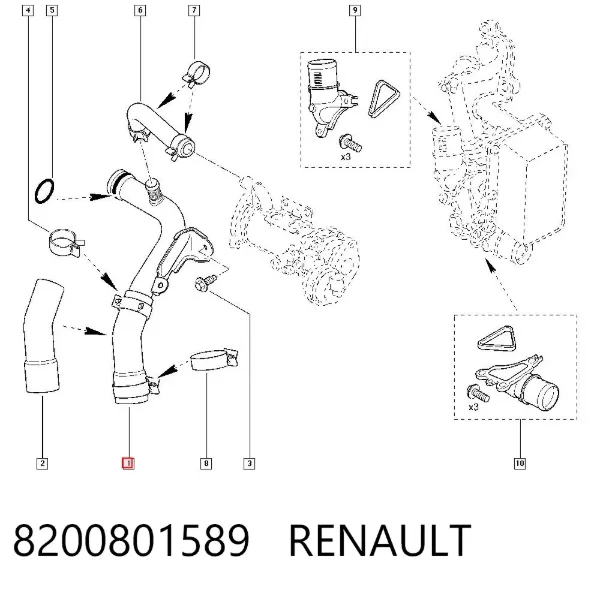 Przewód (króciec) układu chłodzenia 8200801589 Renault (RVI)