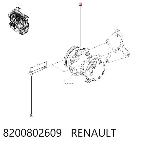 Sprężarka klimatyzacji 8200802609 Renault (RVI)