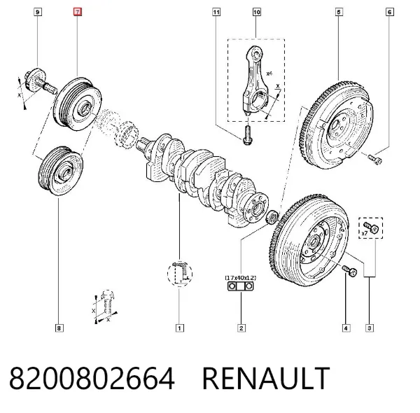 Koło pasowe wału korbowego 8200802664 Renault (RVI)