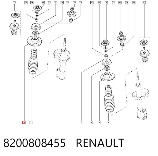 Talerz sprężyny tylnej górny metalowy 8200808455 Renault (RVI)