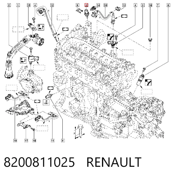 Czujnik ciśnienia spalin 8200811025 Renault (RVI)