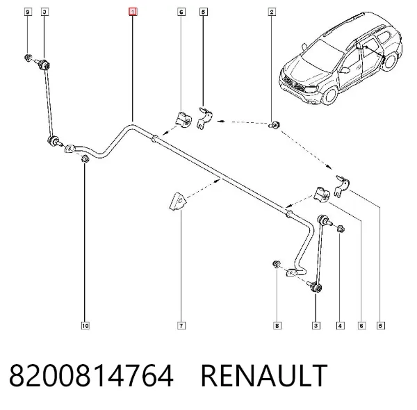 Stabilizator tylny 8200814764 Renault (RVI)