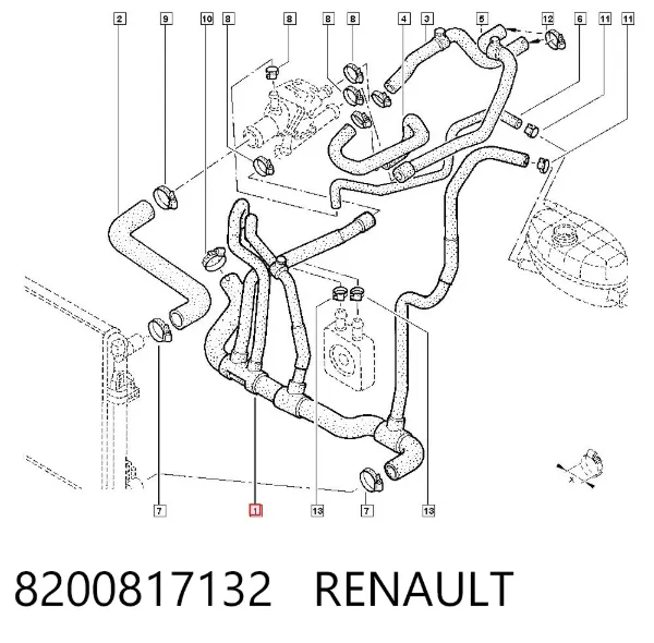 Przewód (króciec) chłodnicy dolny 8200817132 Renault (RVI)