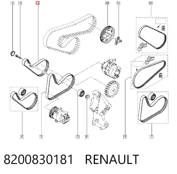 Pas napędowy mechanizmów 8200830181 Renault (RVI)