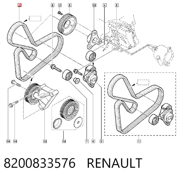 Pas napędowy mechanizmów 8200833576 Renault (RVI)