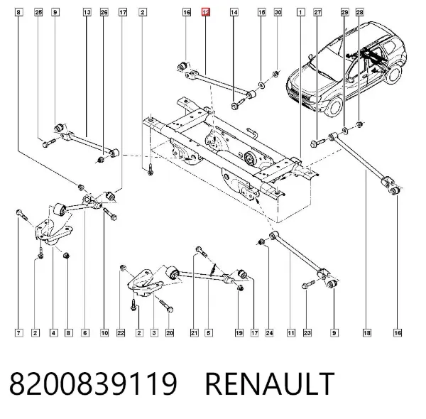 Drążek poprzeczny zawieszenia tylnego 8200839119 Renault (RVI)