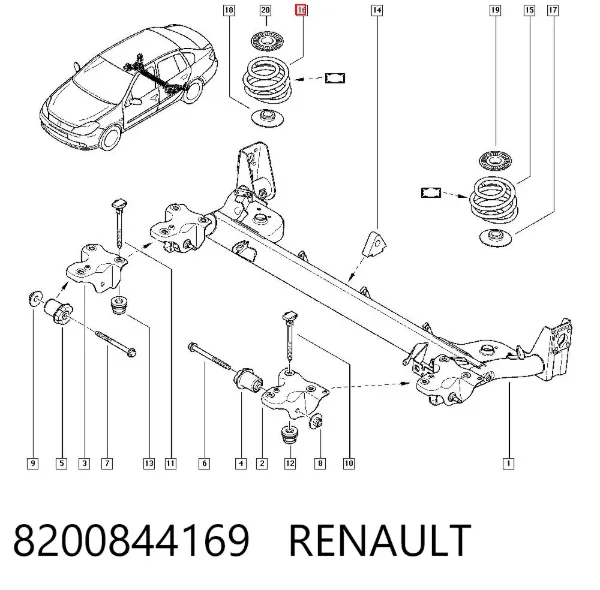 Sprężyna tylna 8200844169 Renault (RVI)