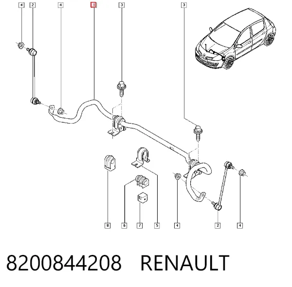 Stabilizator przedni 8200844208 Renault (RVI)