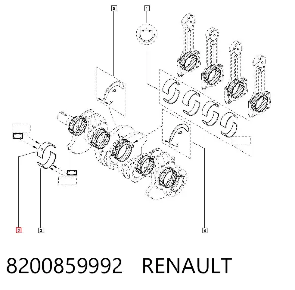 Panewki główne wału korbowego, zestaw, standardowe (STD) 8200859992 Renault (RVI)