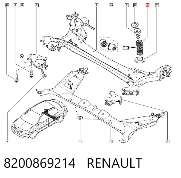 Sprężyna tylna 8200869214 Renault (RVI)