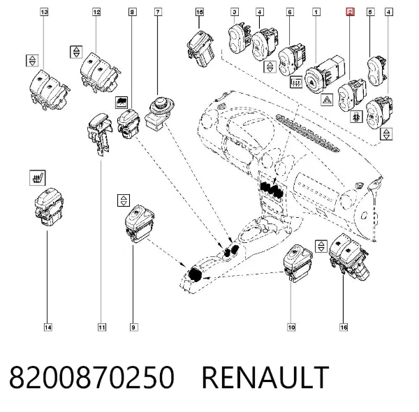 Wyłącznik zamka centralnego 8200870250 Renault (RVI)