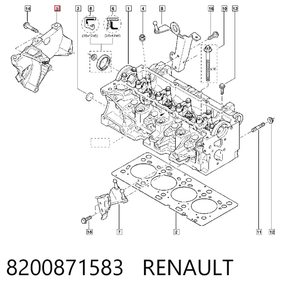 Wspornik górnej poduszki (podpory) silnika 8200871583 Renault (RVI)