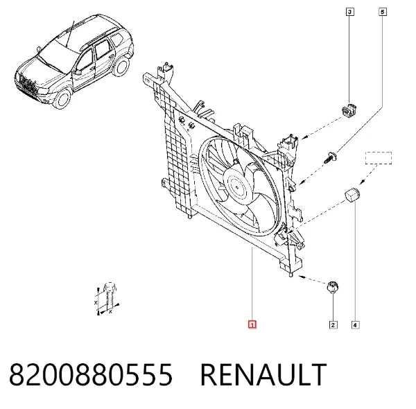 Dyfuzor chłodnicy, w komplecie z silnikiem i wirnikiem 8200880555 Renault (RVI)