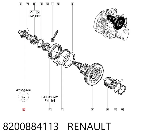 Uszczelniacz półosi mostu przedniego 8200884113 Renault (RVI)